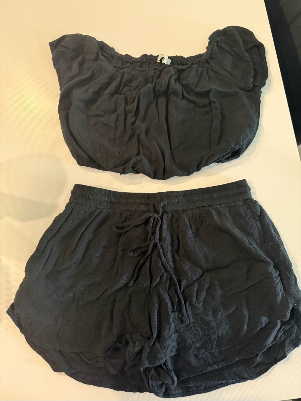Hollister Black Two-Piece Crop Top & High-Rise Shorts Set
